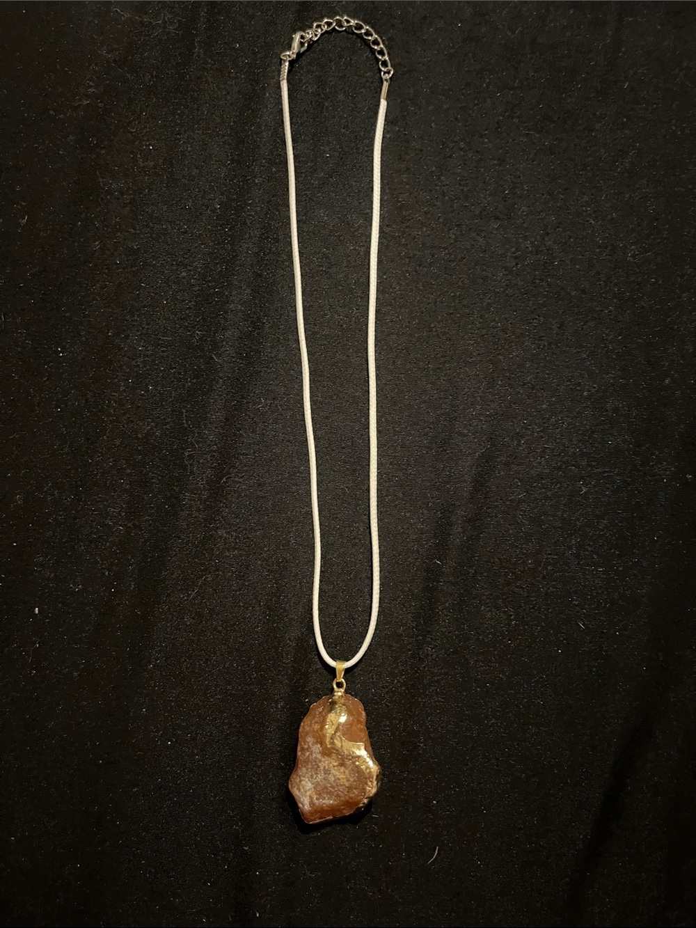 Raw Amber Pendant Necklace in Gold Tone for Women
